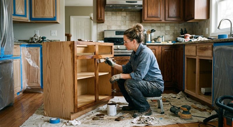 Wood Cabinet Staining in Carmel, IN